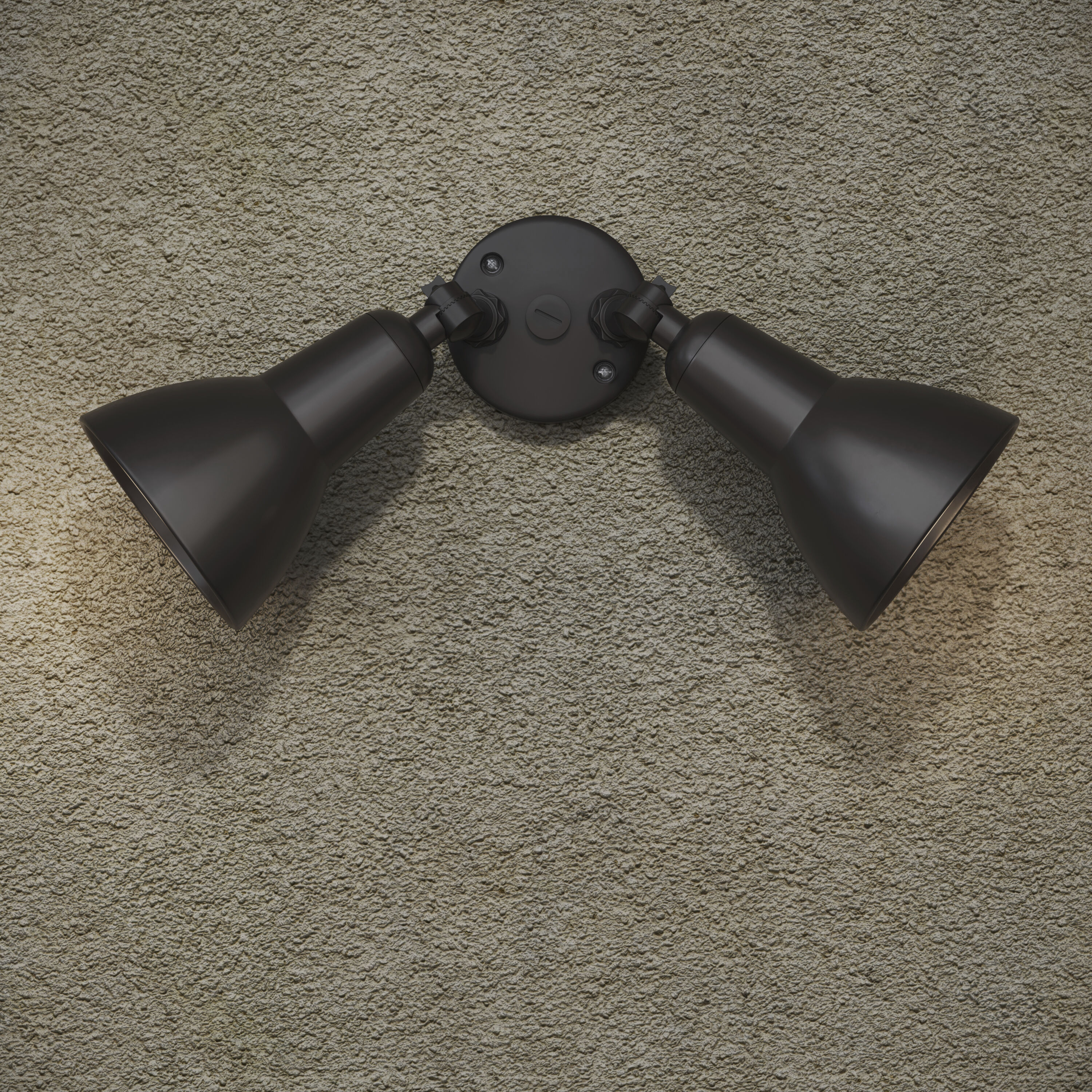 None 2 Light 16 inch Powder Coated Bronze Outdoor Security Flood Light